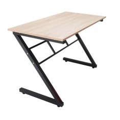 Bàn chữ Z Gaming 1m2 khung đen ván gỗ vân vàng