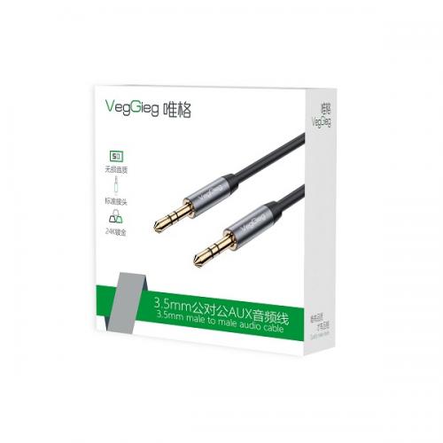 Cáp loa Veggieg V-A616 2 đầu 3.5mm màu đen dài 3M
