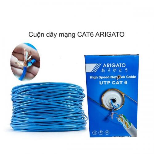 Thùng dây mạng CAT6 ARIGATO Dây màu xanh dương 0907 bootroom bọc bạc - Dài 305m
